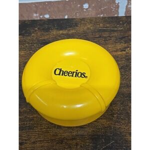 2007 General Mills Cheerios Round Snack Container Yellow Plastic With Flip Lid